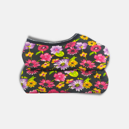 Womens Pink Flower Printed No Show Socks